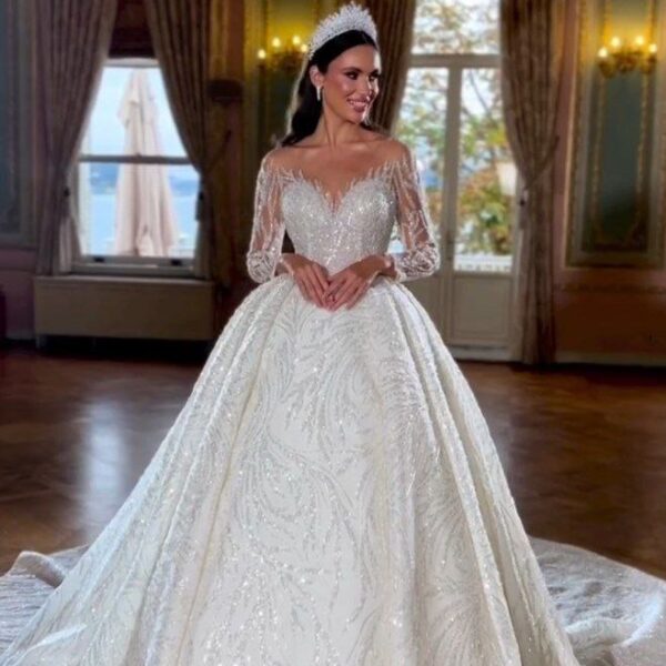 Fully embroidered wedding dress